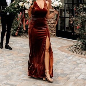 Revelry Asher Velvet Bridesmaid Dress In Terracotta (606) - Size 4 - Never Worn!